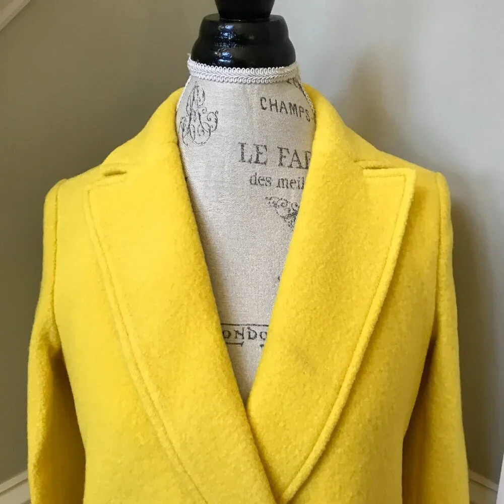 NWT JCrew Daphne Topcoat Coat Womens 0 Yellow Boiled Wool BT996 Jacket NEW